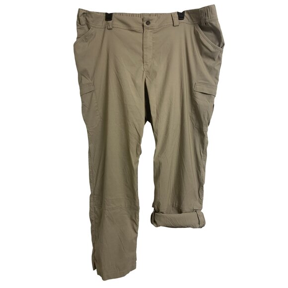 Duluth Cargo Snap Tab Capri Nylon Spandex Pants 22W X 31 Tan - Picture 1 of 8